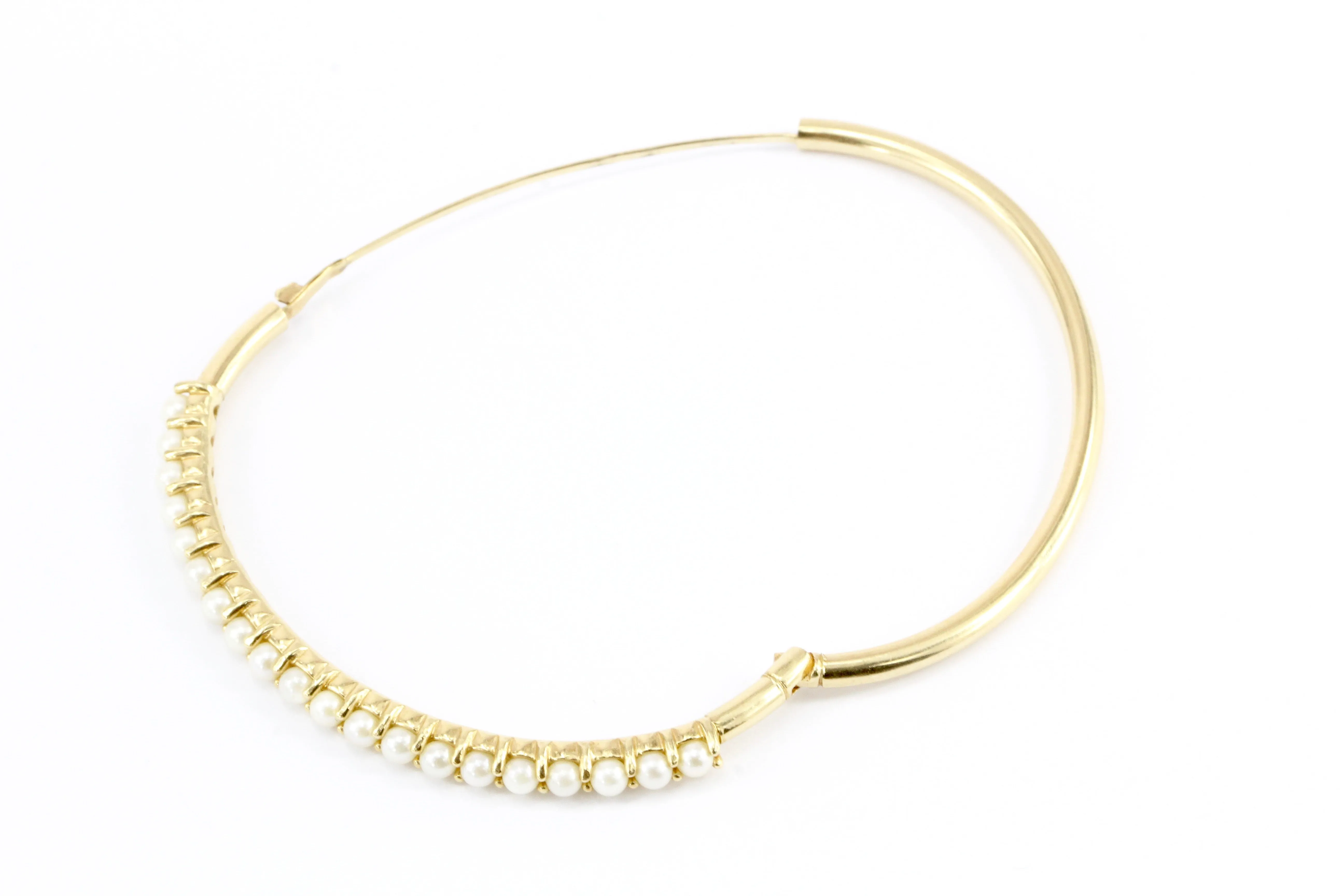 14K Yellow Gold 3.2mm Pearl Bangle Bracelet