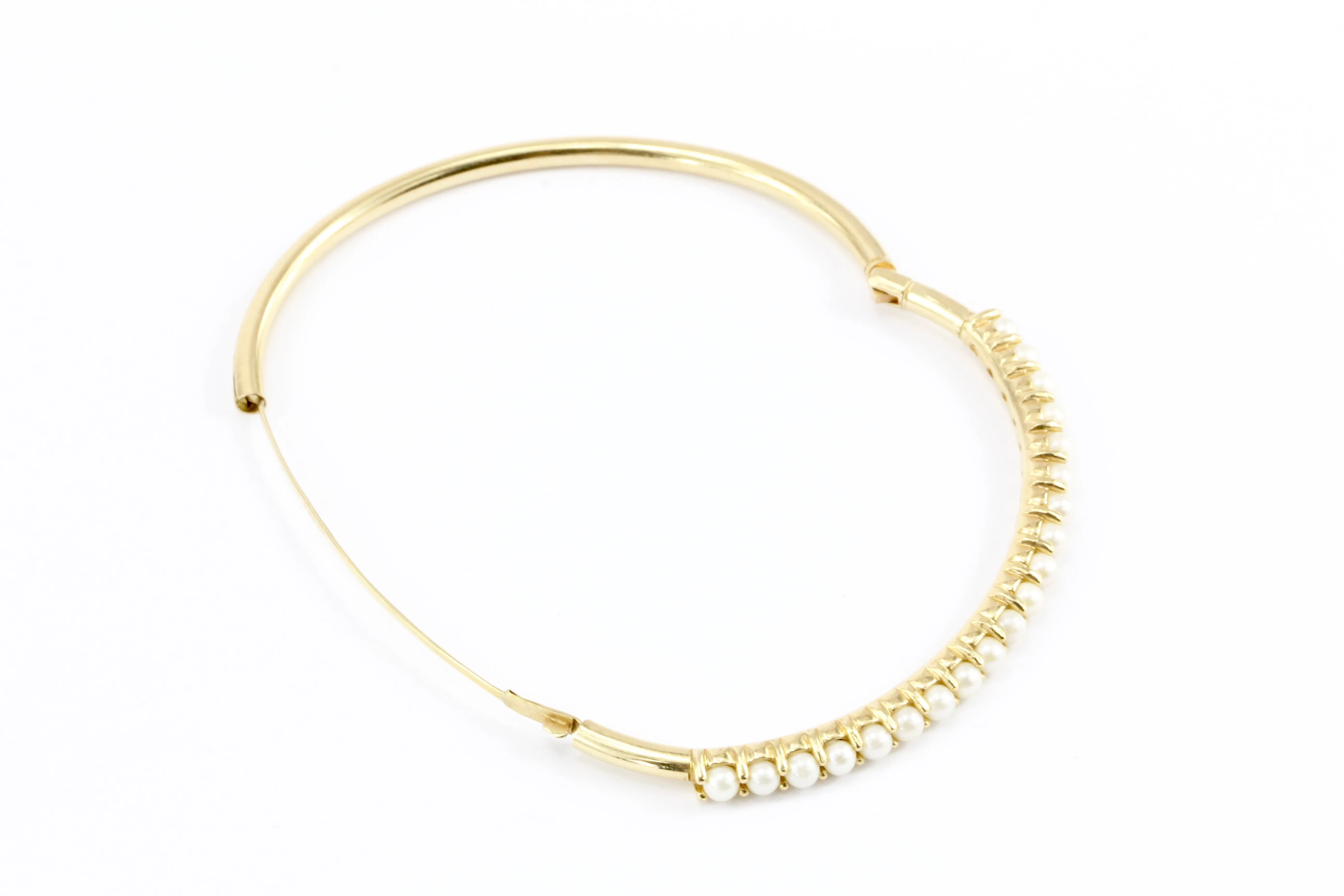 14K Yellow Gold 3.2mm Pearl Bangle Bracelet