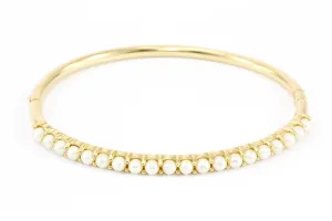 14K Yellow Gold 3.2mm Pearl Bangle Bracelet