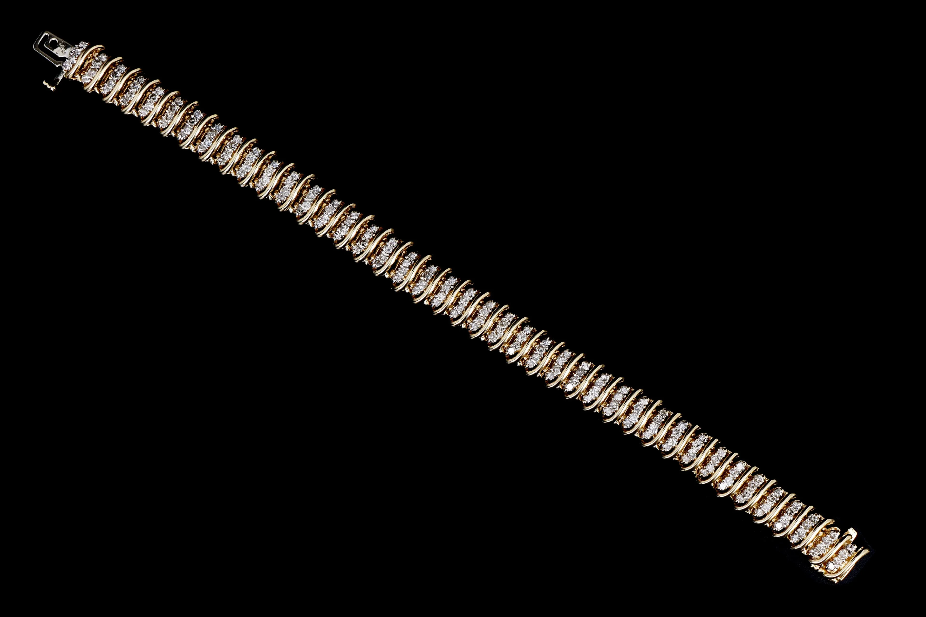14K Yellow Gold 4.0 Carat Total Weight Diamond Bracelet