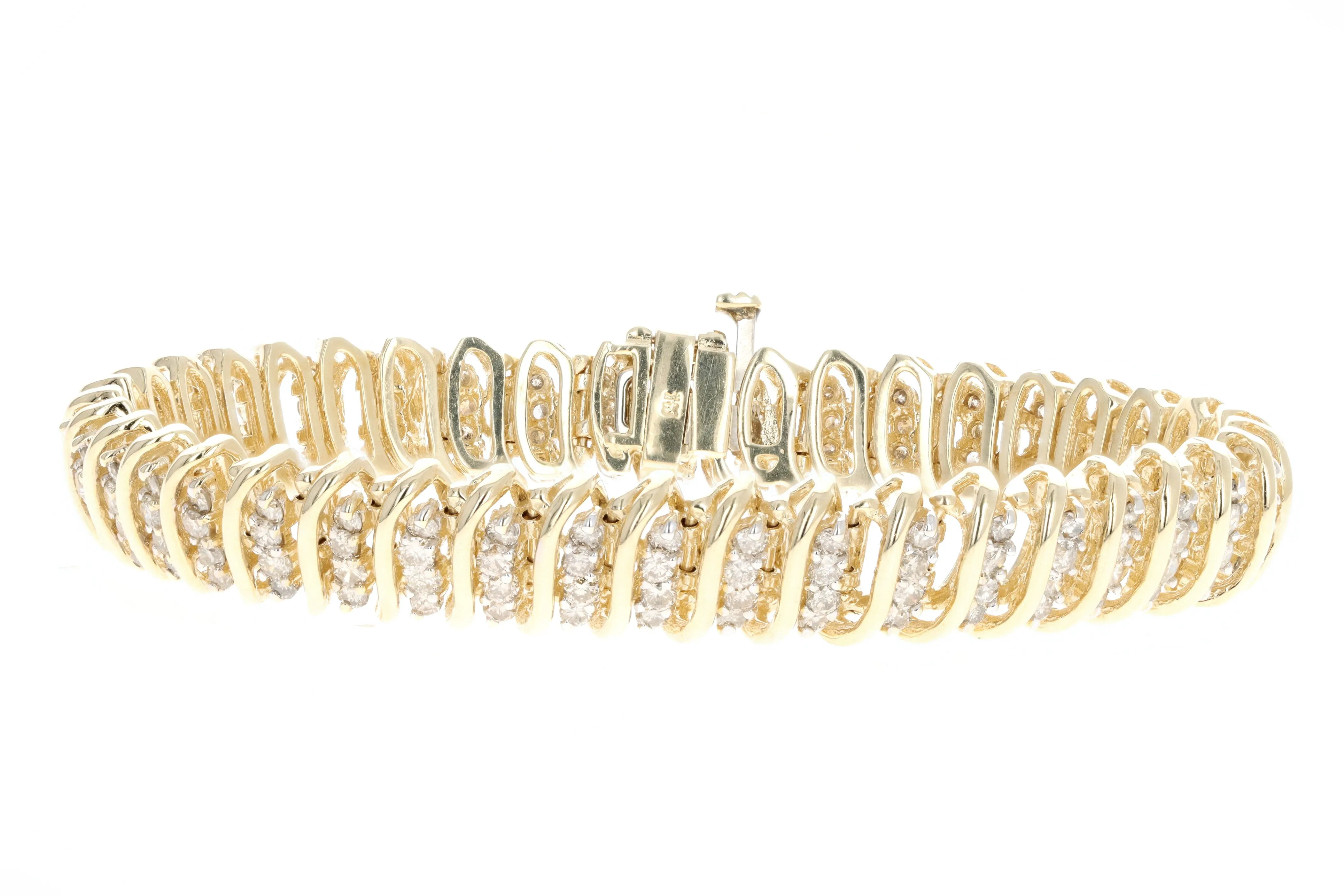 14K Yellow Gold 4.0 Carat Total Weight Diamond Bracelet
