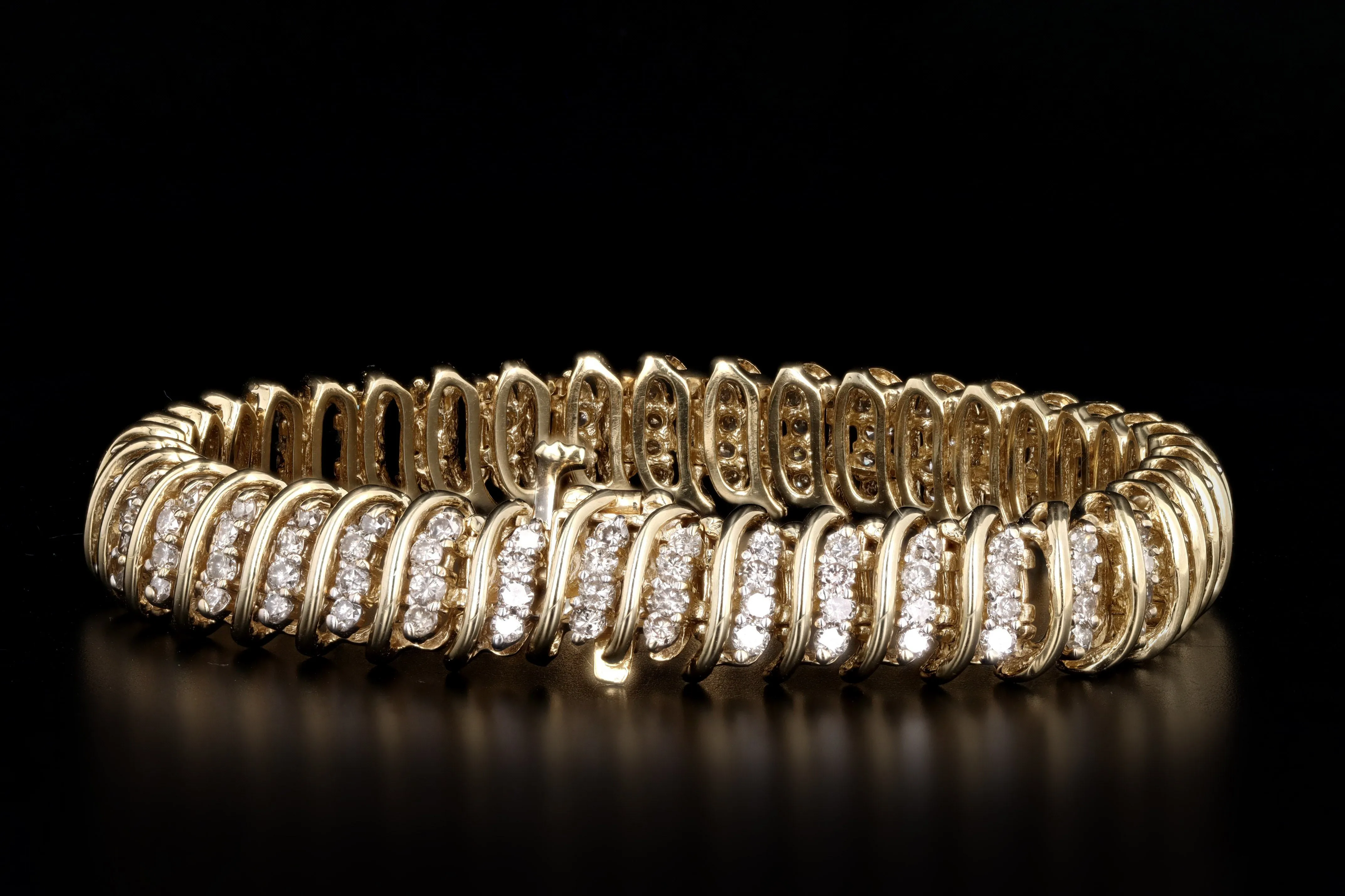 14K Yellow Gold 4.0 Carat Total Weight Diamond Bracelet