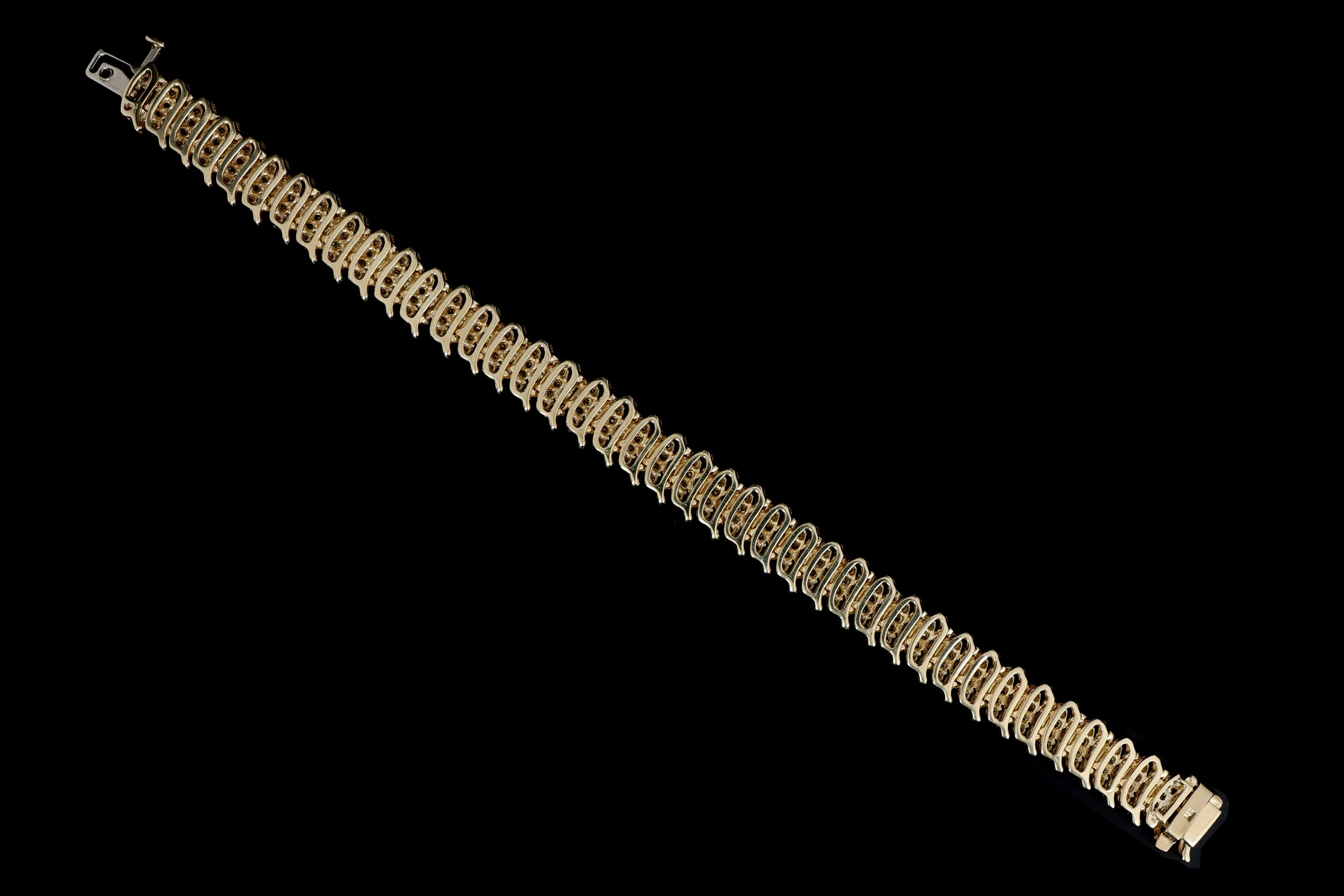 14K Yellow Gold 4.0 Carat Total Weight Diamond Bracelet