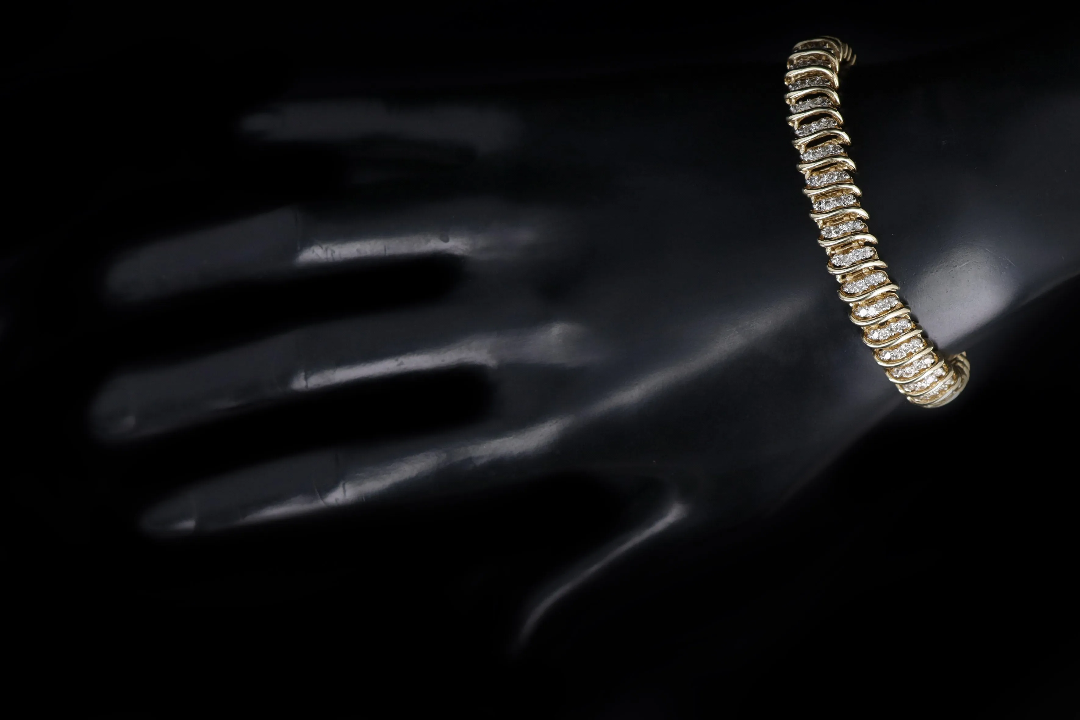 14K Yellow Gold 4.0 Carat Total Weight Diamond Bracelet