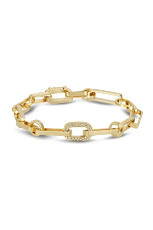 14K Yellow Gold Bracelet with Center Diamond Link