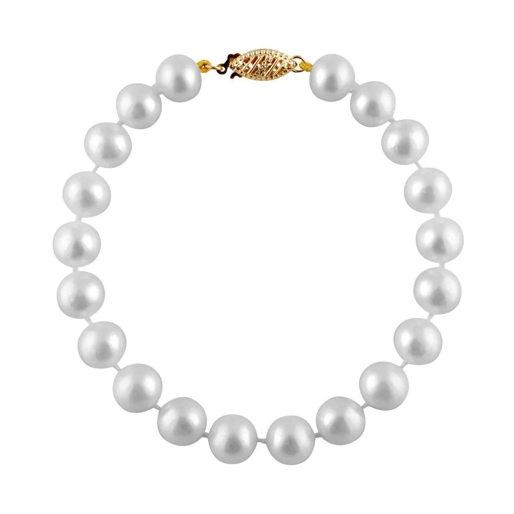 14K Yellow Gold Clasp (7mm) Freshwater Pearl Bracelet
