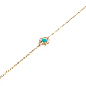 14K Yellow Gold Evil Eye Diamond Bracelet