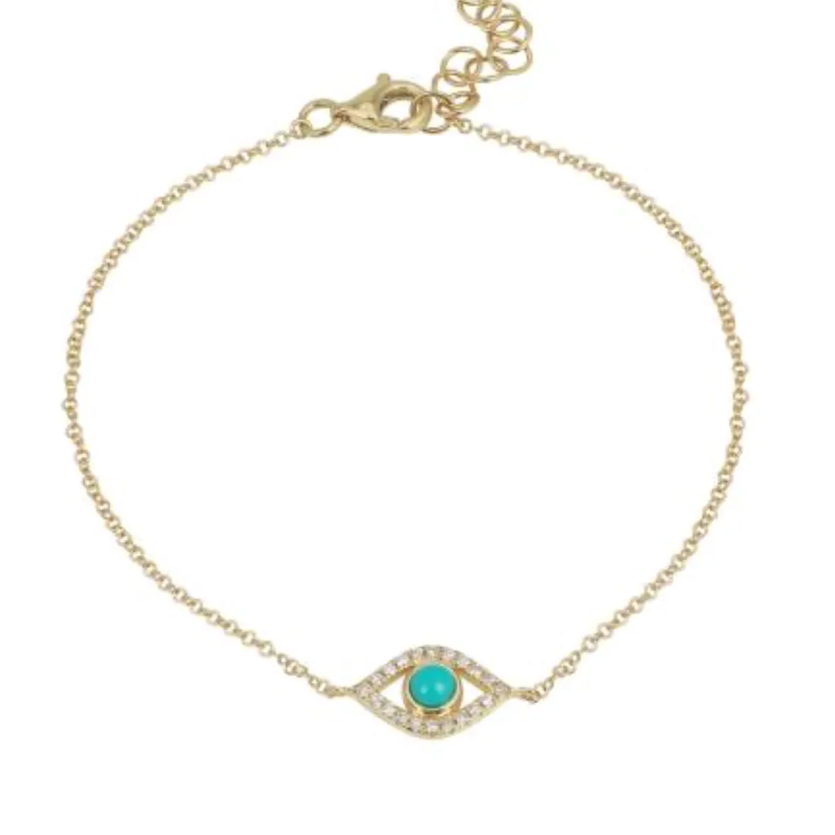 14K Yellow Gold Evil Eye Diamond Bracelet