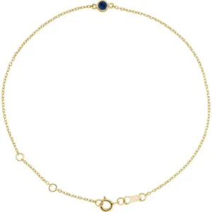 14K Yellow Gold Lab-Grown Blue Sapphire Bezel-Set Solitaire 6 1/2-7 1/2" Bracelet