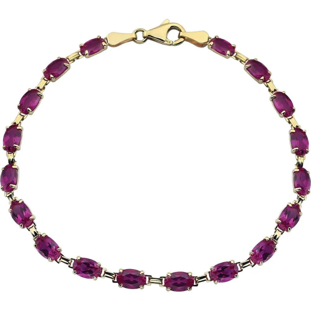 14k Yellow Gold Lab-Grown Ruby 7" Bracelet