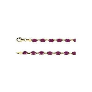 14k Yellow Gold Lab-Grown Ruby 7" Bracelet