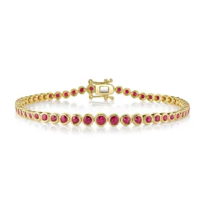 14K Yellow Gold Ruby Graduated Bezel Tennis Bracelet