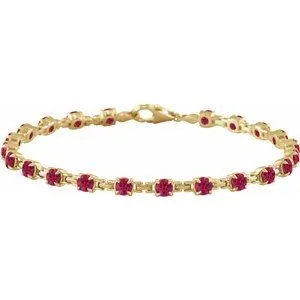 14K Yellow Lab-Grown Ruby 7 1/4" Line Bracelet