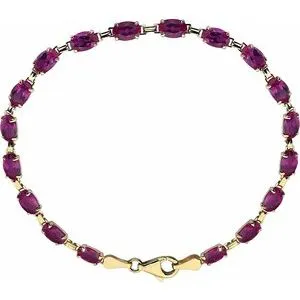 14K Yellow Lab-Grown Ruby 7.25" Bracelet