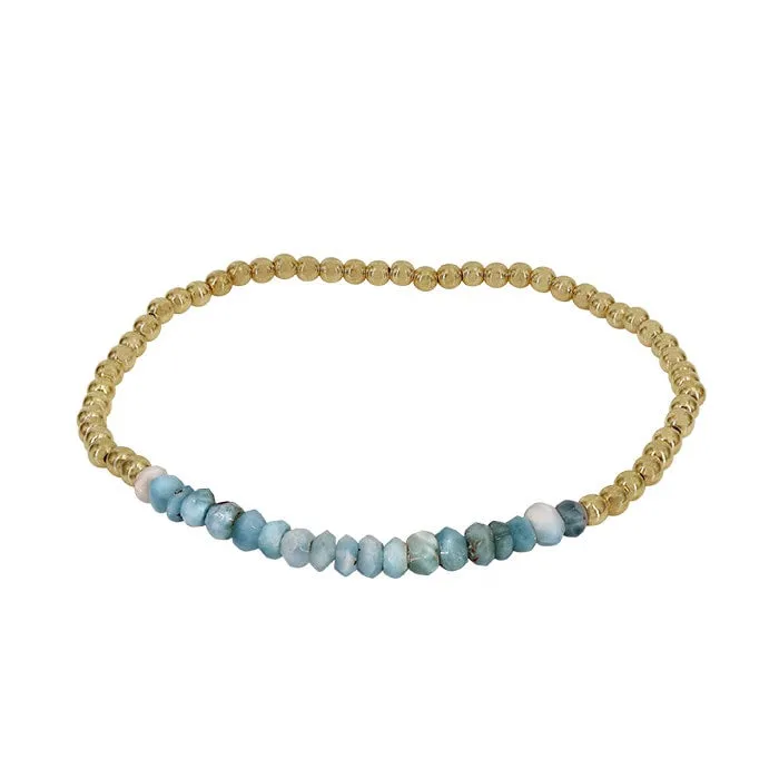 14KGF 3mm bead bracelets with gemstones