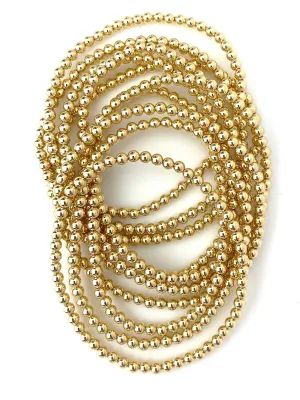 14KGF 8 0" 4 0mm Beaded Stretchy Bracelet, Sku#4014740E80L