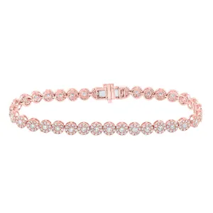 14kt Rose Gold Womens Round Diamond Tennis Bracelet 3-1/3 Cttw