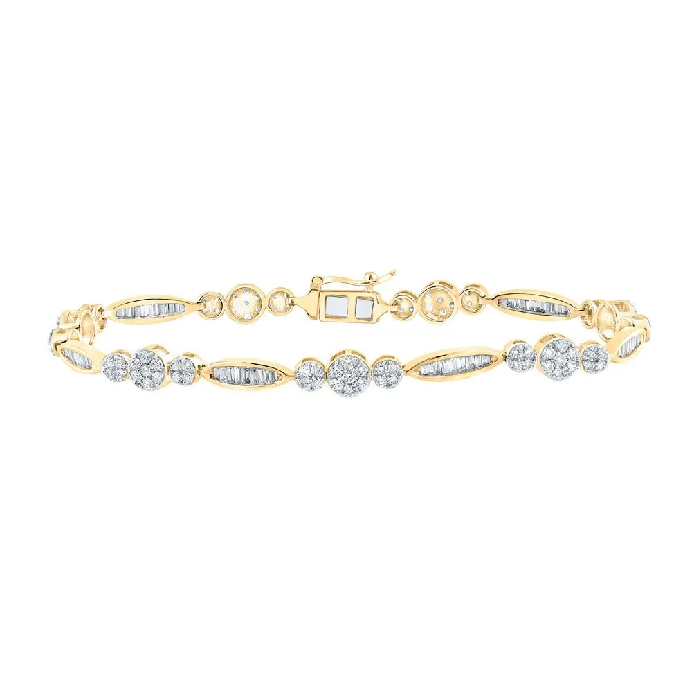 14kt Yellow Gold Womens Round Diamond Fashion Bracelet 2 Cttw