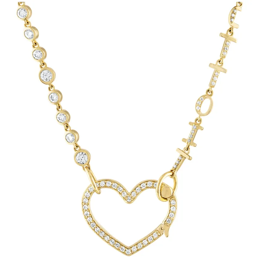 14KY Rainbow Heart Motif Closure Lock