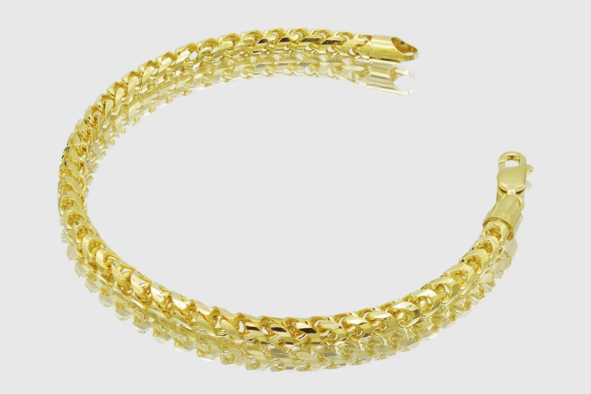 1.5mm - 6.5mm 10k Round Franco Diamond Cut Solid Yellow Gold Bracelet