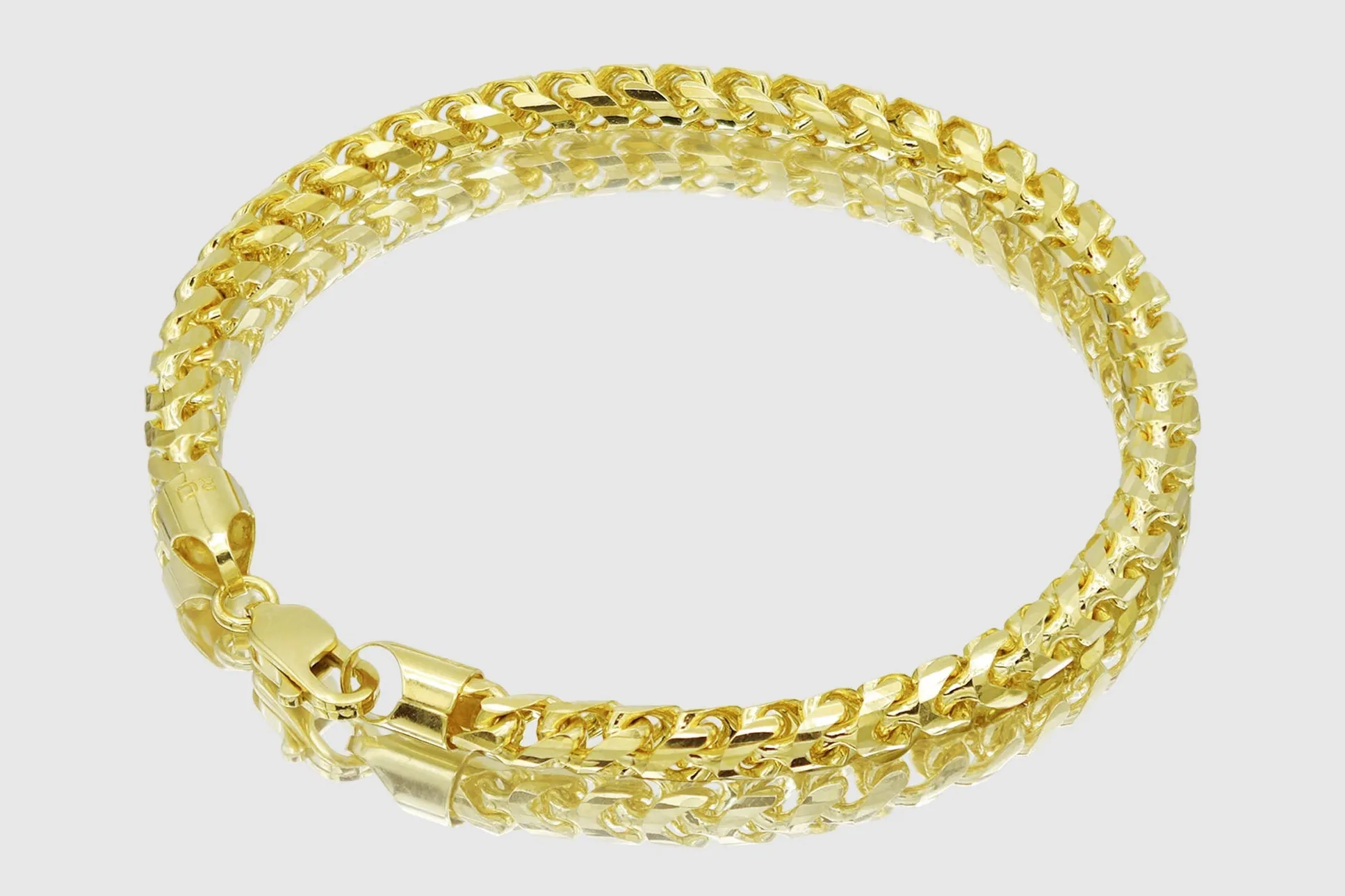 1.5mm - 6.5mm 10k Round Franco Diamond Cut Solid Yellow Gold Bracelet
