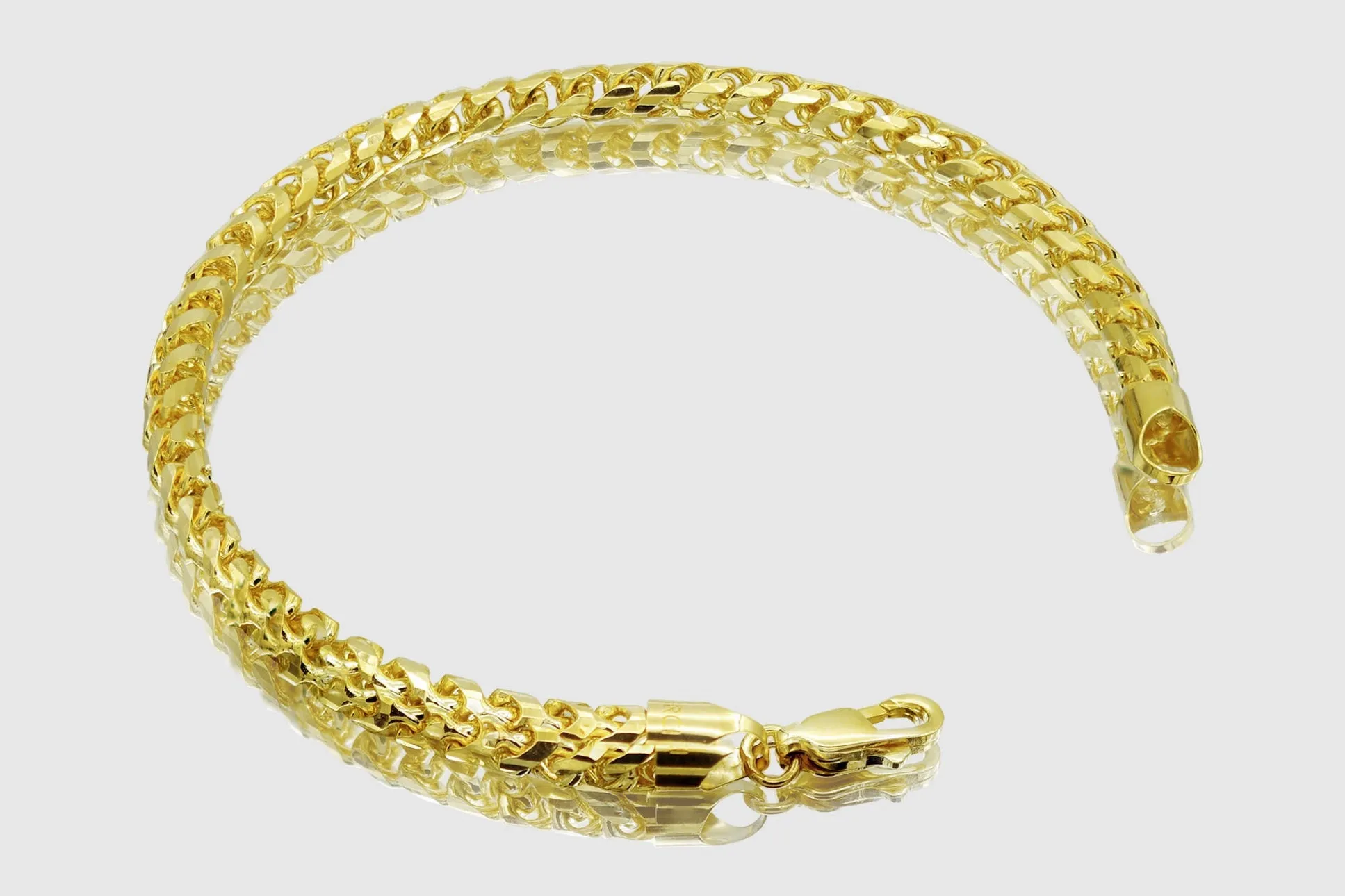1.5mm - 6.5mm 10k Round Franco Diamond Cut Solid Yellow Gold Bracelet