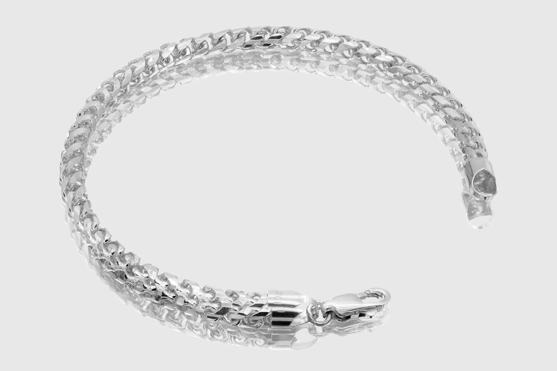 1.5mm - 6.5mm 14k Round Franco Diamond Cut Solid White Gold Bracelet