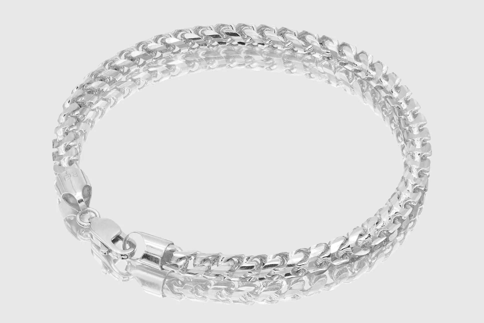 1.5mm - 6.5mm 14k Round Franco Diamond Cut Solid White Gold Bracelet