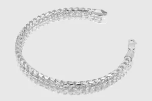1.5mm - 6.5mm 14k Round Franco Diamond Cut Solid White Gold Bracelet