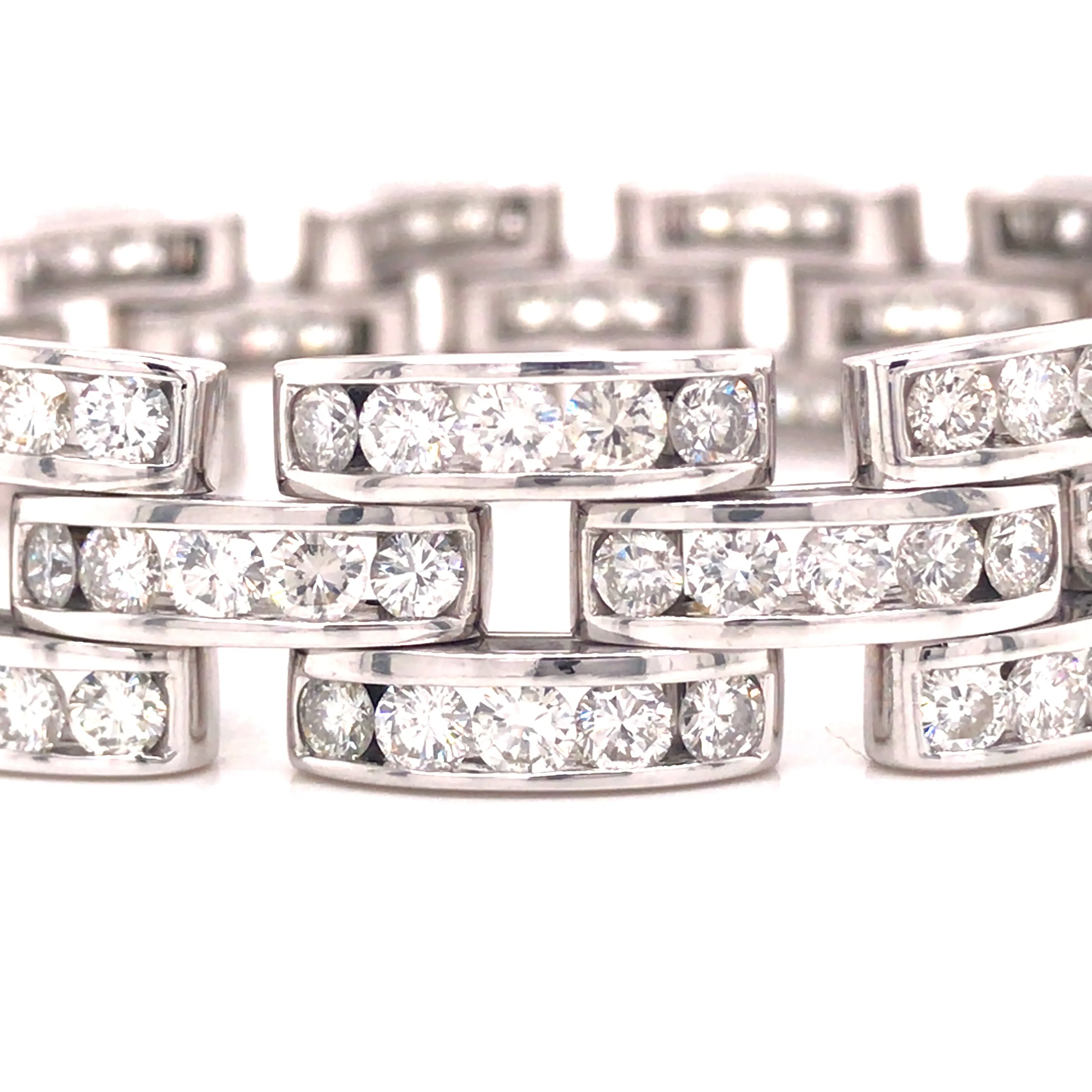 18K Diamond Link Bracelet White Gold