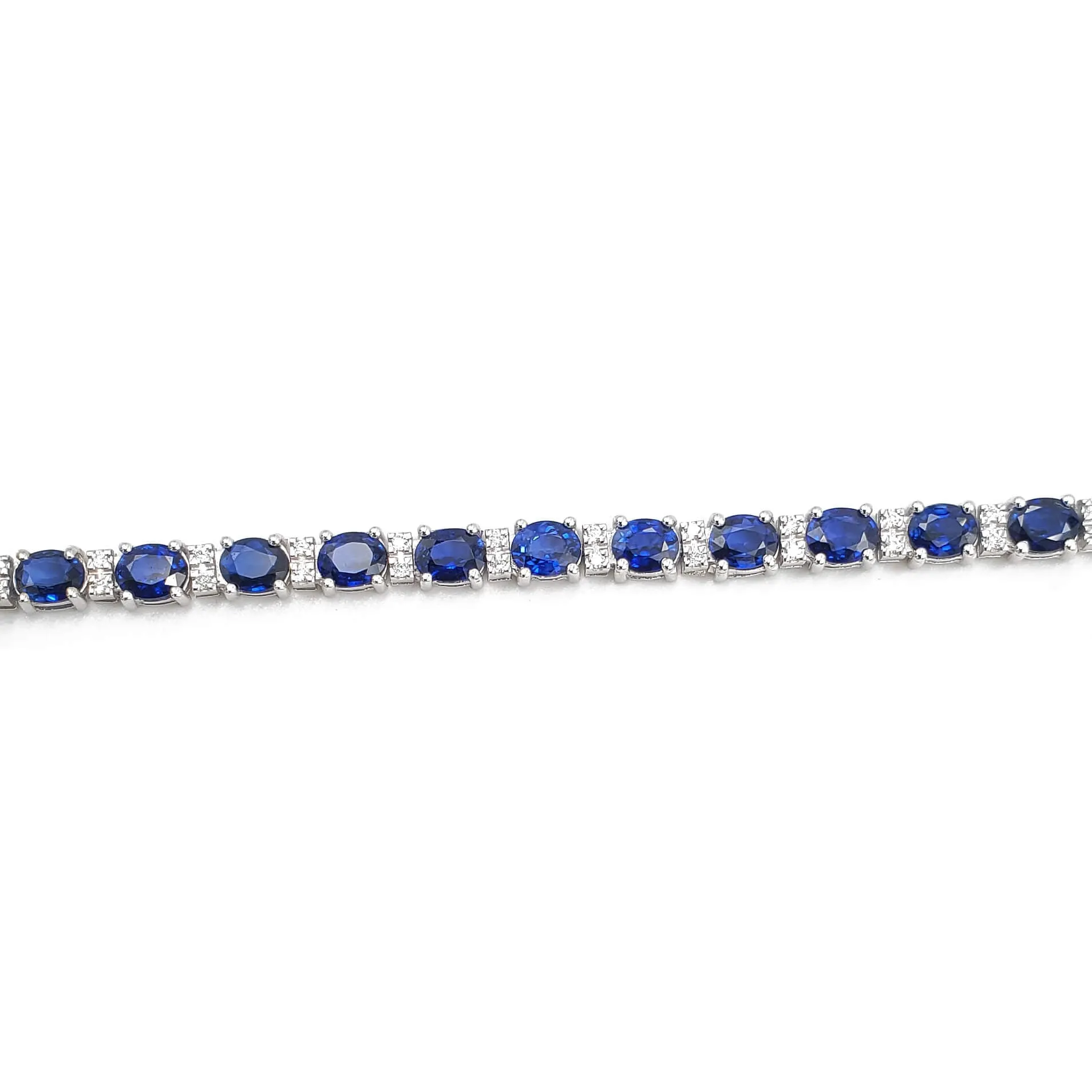 18K White Gold Sapphire and Diamond Ladies Tennis Bracelet