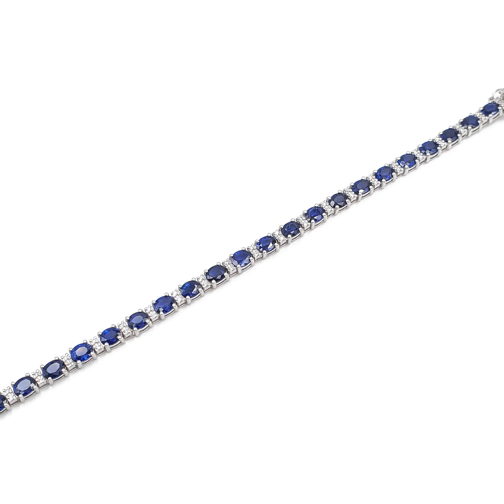 18K White Gold Sapphire and Diamond Ladies Tennis Bracelet
