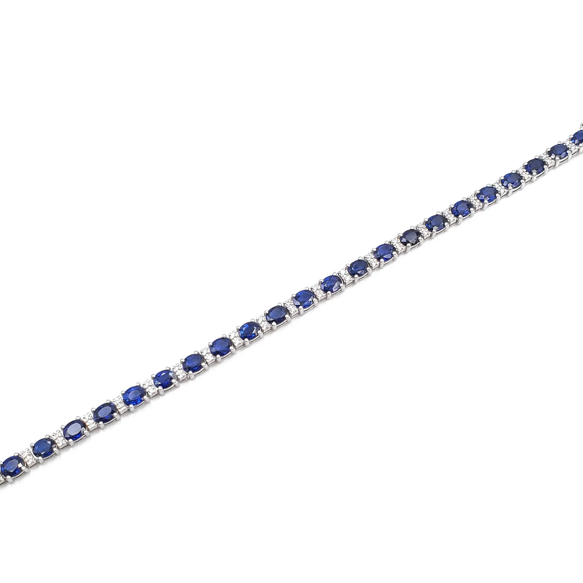 18K White Gold Sapphire and Diamond Ladies Tennis Bracelet