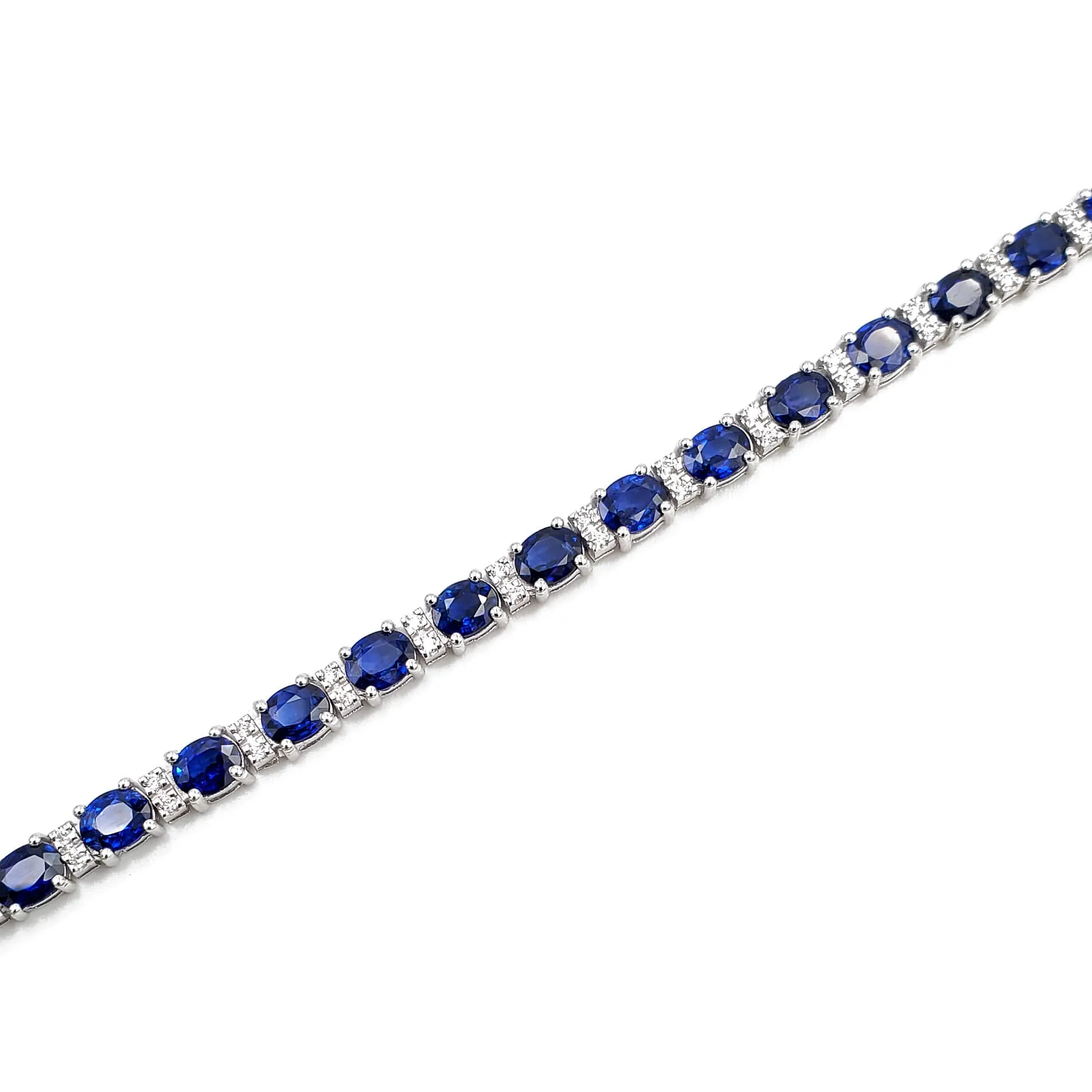 18K White Gold Sapphire and Diamond Ladies Tennis Bracelet