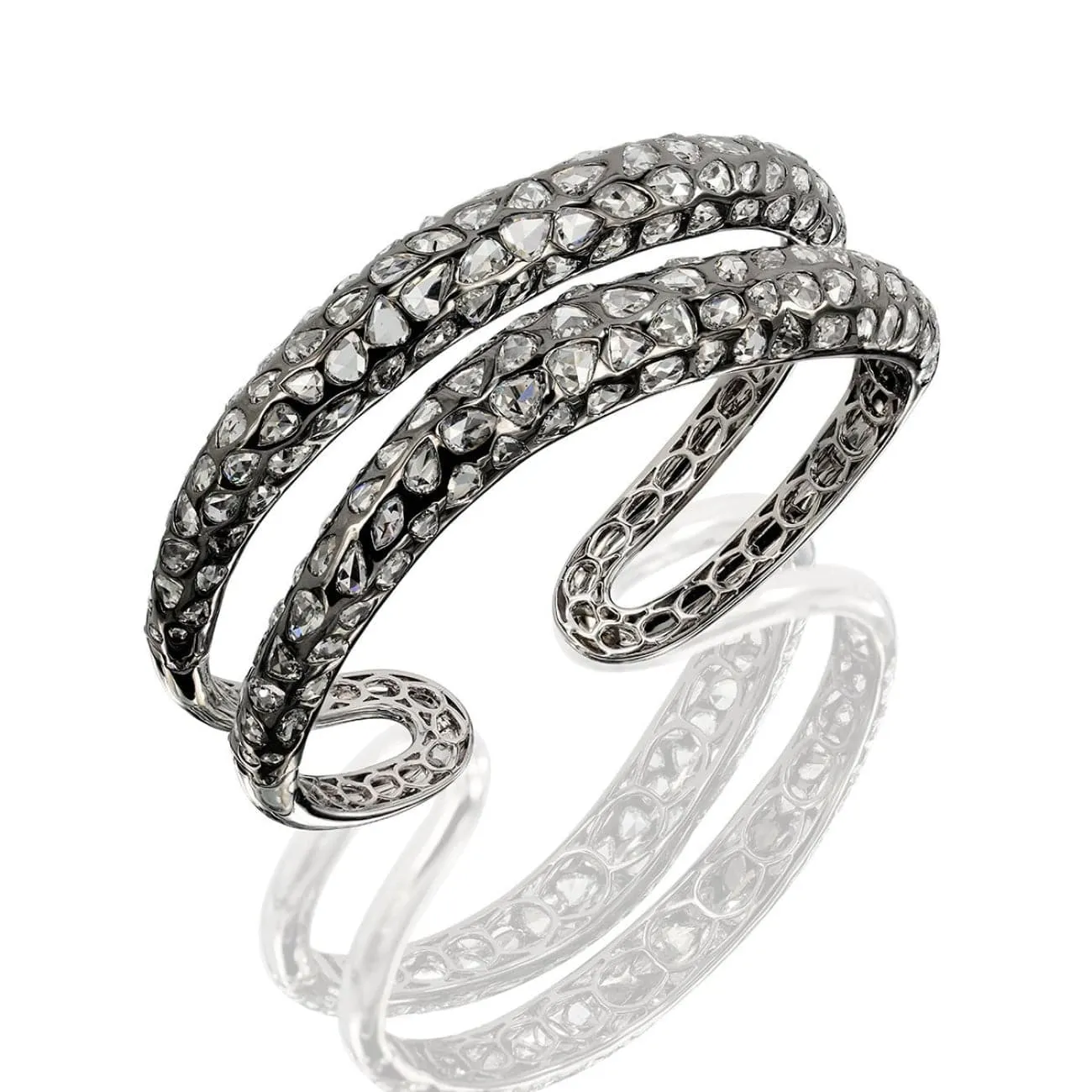 18K YG Black rodhium with rose cut diamonds bracelet