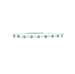 18kt White Gold Emerald Diamond Bangle