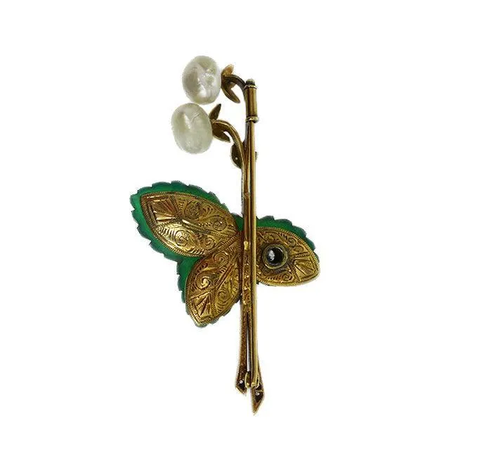 1920s Natural Pearl & Diamond Brooch