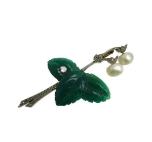 1920s Natural Pearl & Diamond Brooch