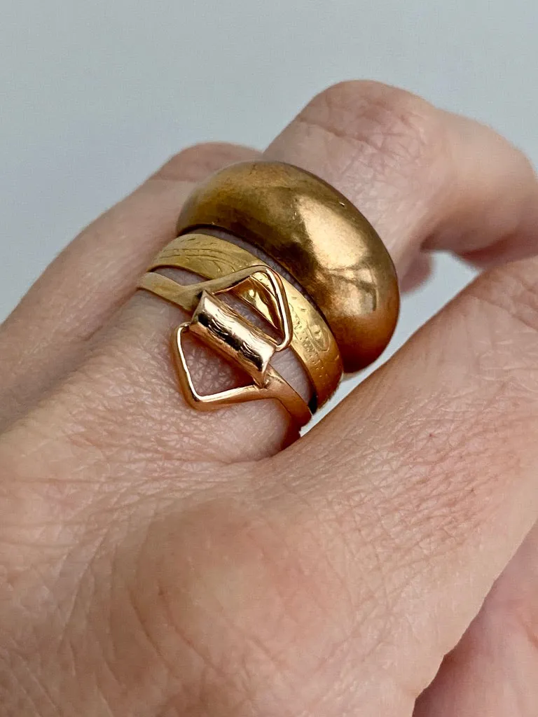 1958 Swedish vintage 18k gold ring - botanical etching- size 8