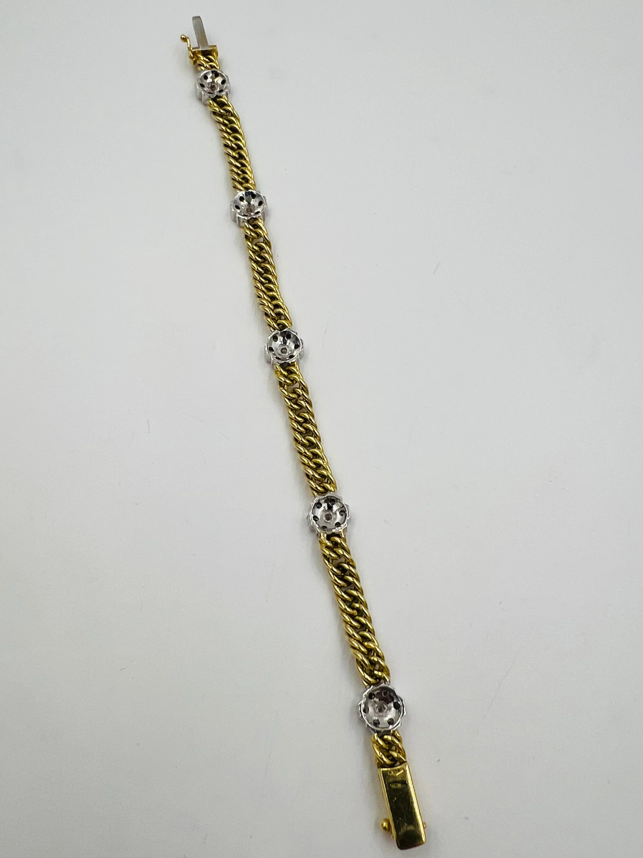 1970s Yellow Gold Diamond Link Bracelet