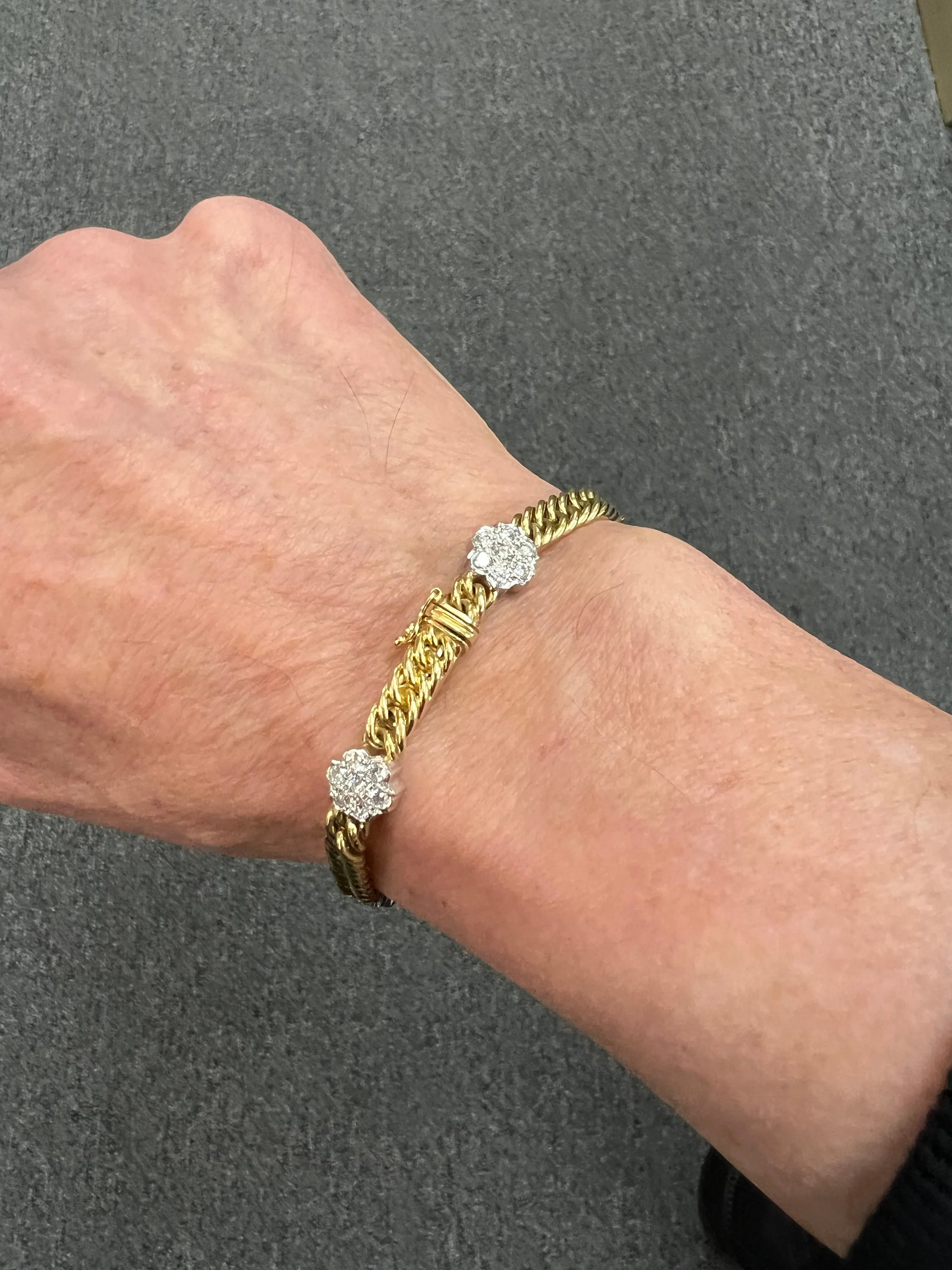 1970s Yellow Gold Diamond Link Bracelet