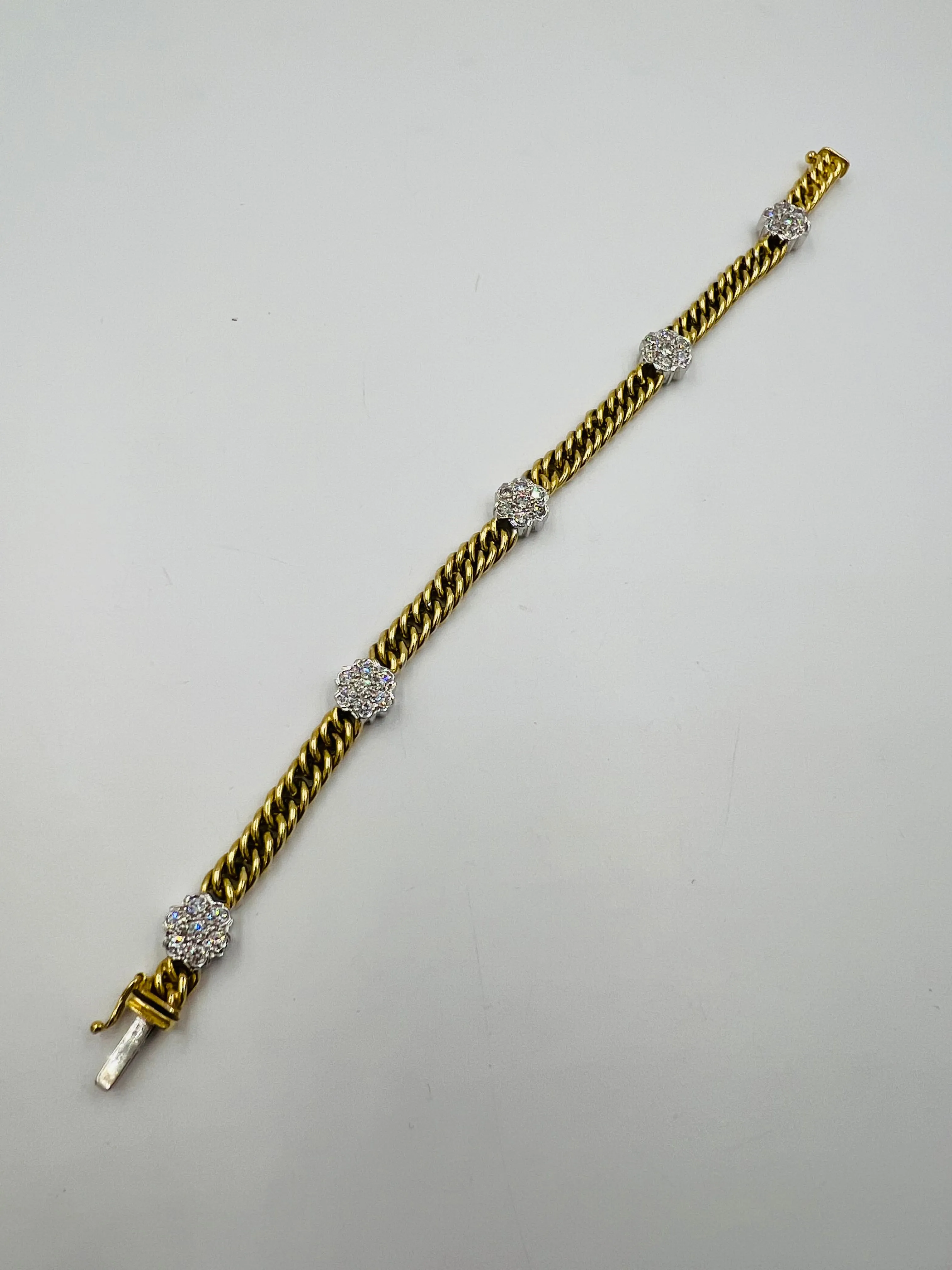 1970s Yellow Gold Diamond Link Bracelet