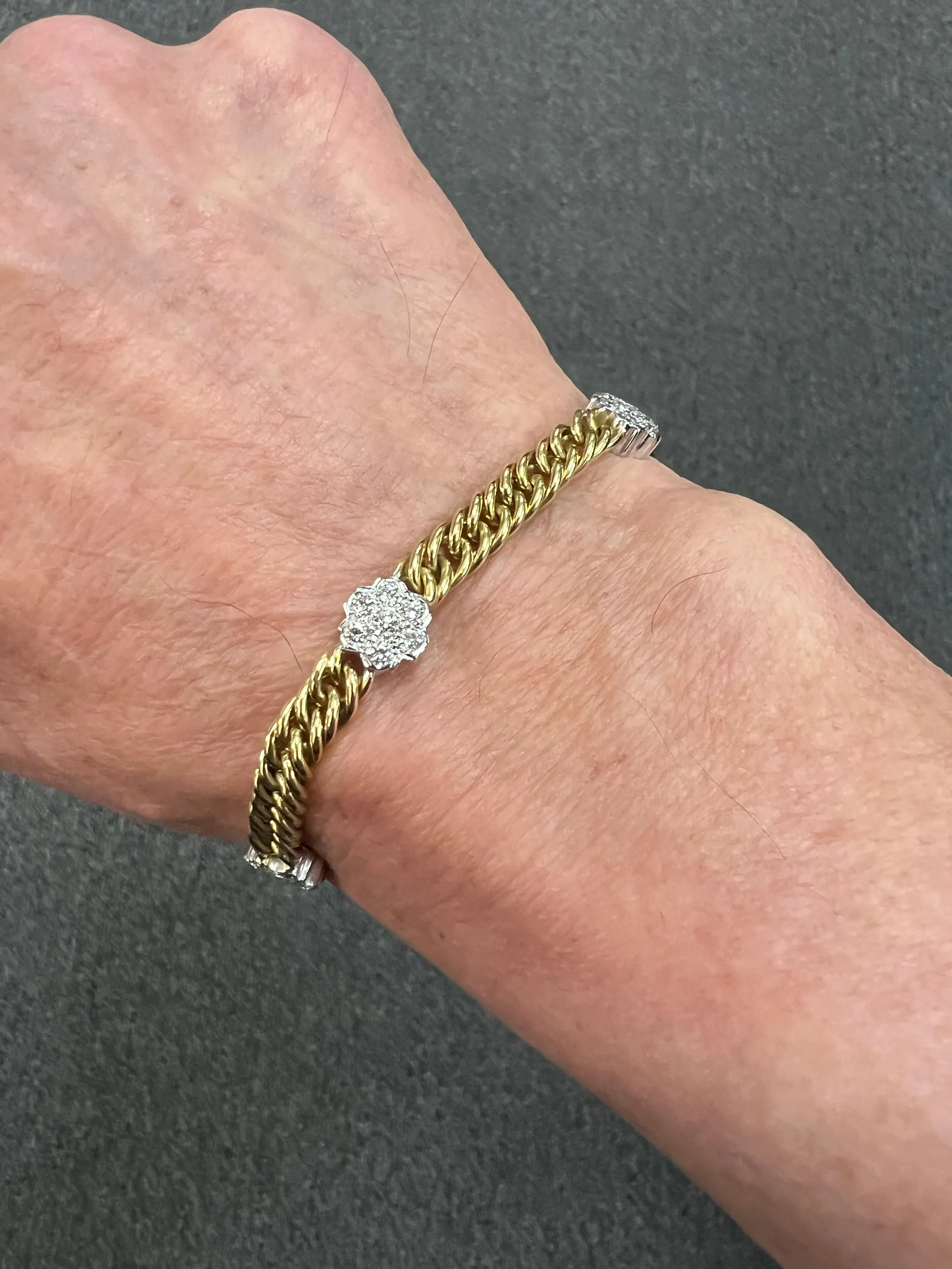 1970s Yellow Gold Diamond Link Bracelet