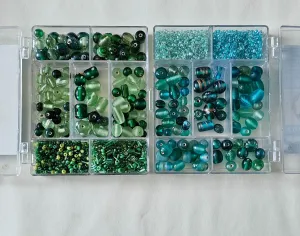 2 Glass Bead Kits Green Peridot and Sapphire Bead Heaven Classic Glass