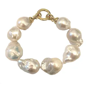 204-01-G | WHITE WILD PEARL BRACELET (GOLD)
