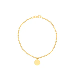 2.0mm Beaded Chain w/Dangle Disc Bracelet