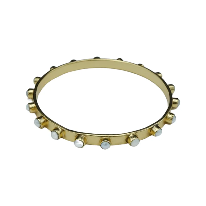211-01-G | SEEMA BANGLE BRACELET (4 MM PEARLS ON GOLD)