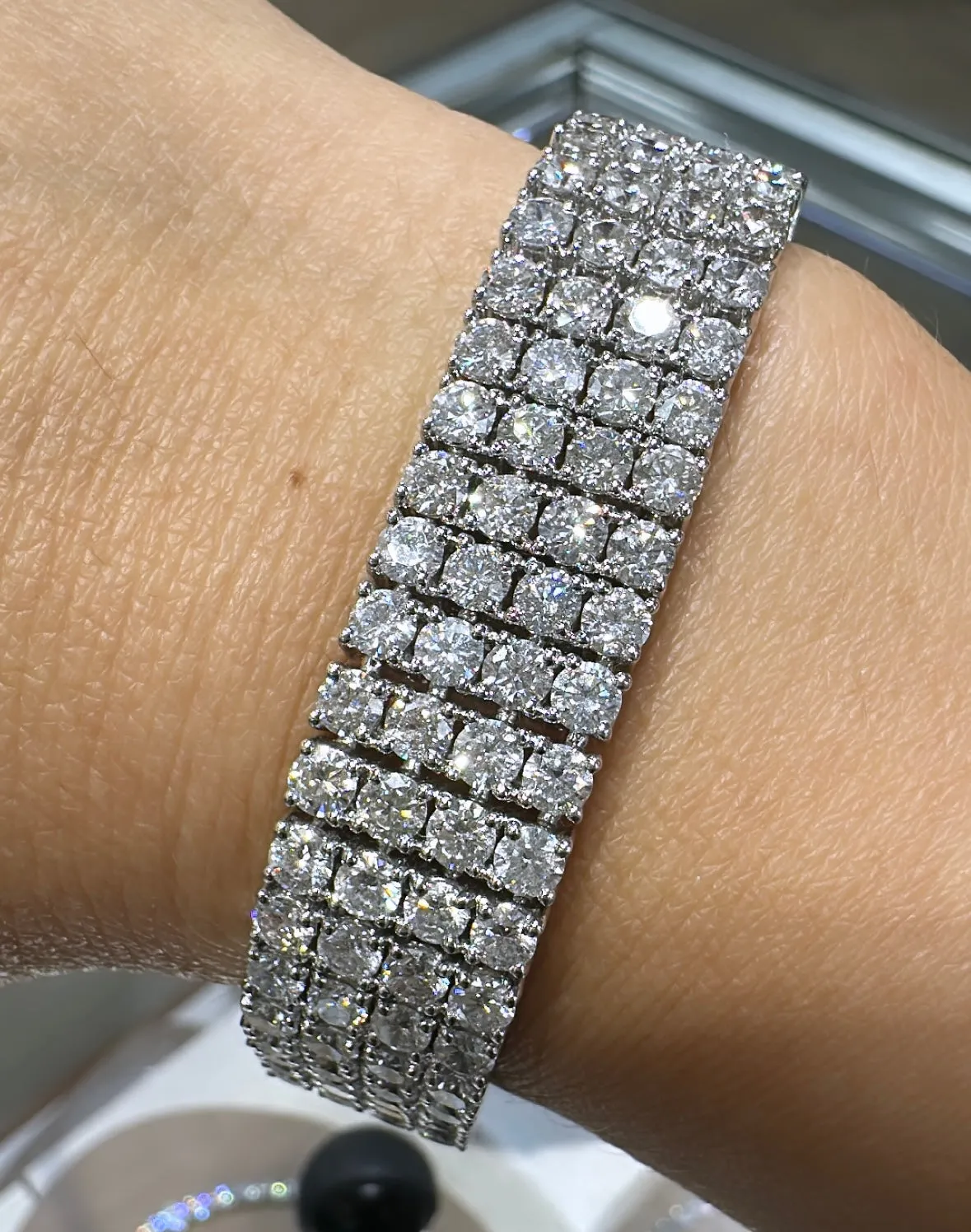 26.65ct t.w. Four Row Diamond Pave Statement Bracelet