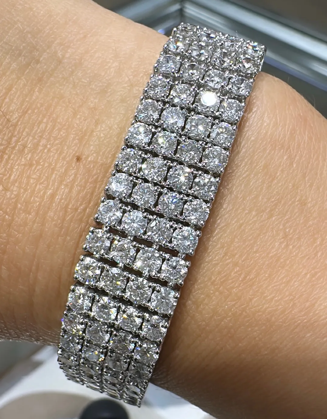 26.65ct t.w. Four Row Diamond Pave Statement Bracelet