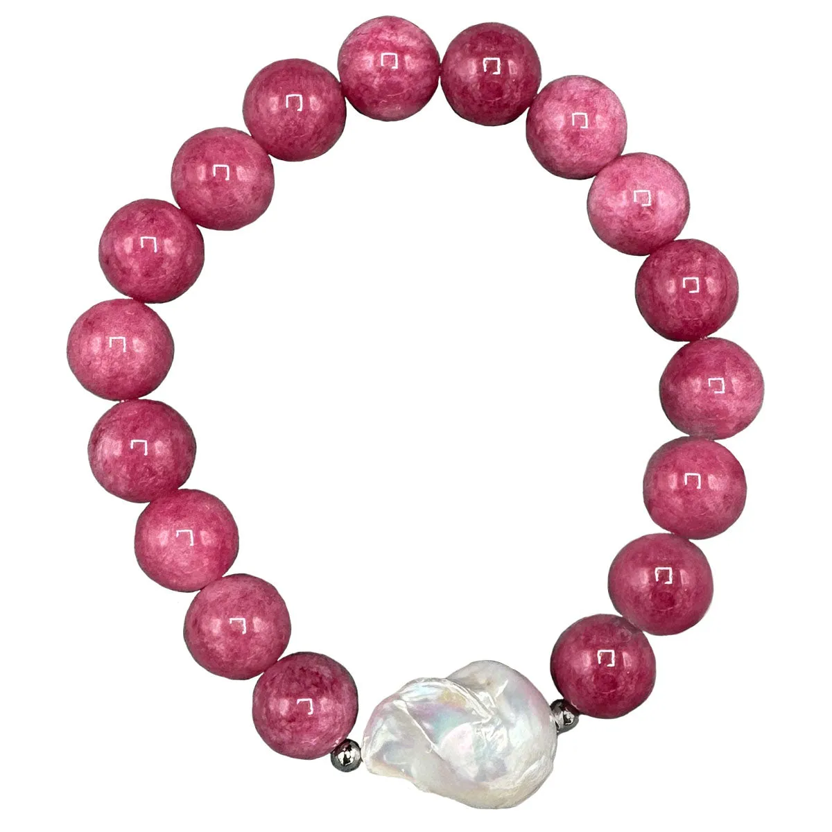 270-ROSE | SMOKY ROSE QUARTZ BEADS W/PEARL STRETCH BRACELET